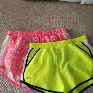 2- Under Armour workout shorts with liner size M